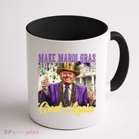 Funny Mardi Gras Donald Trump American Flag Coffee Mug thumb 1