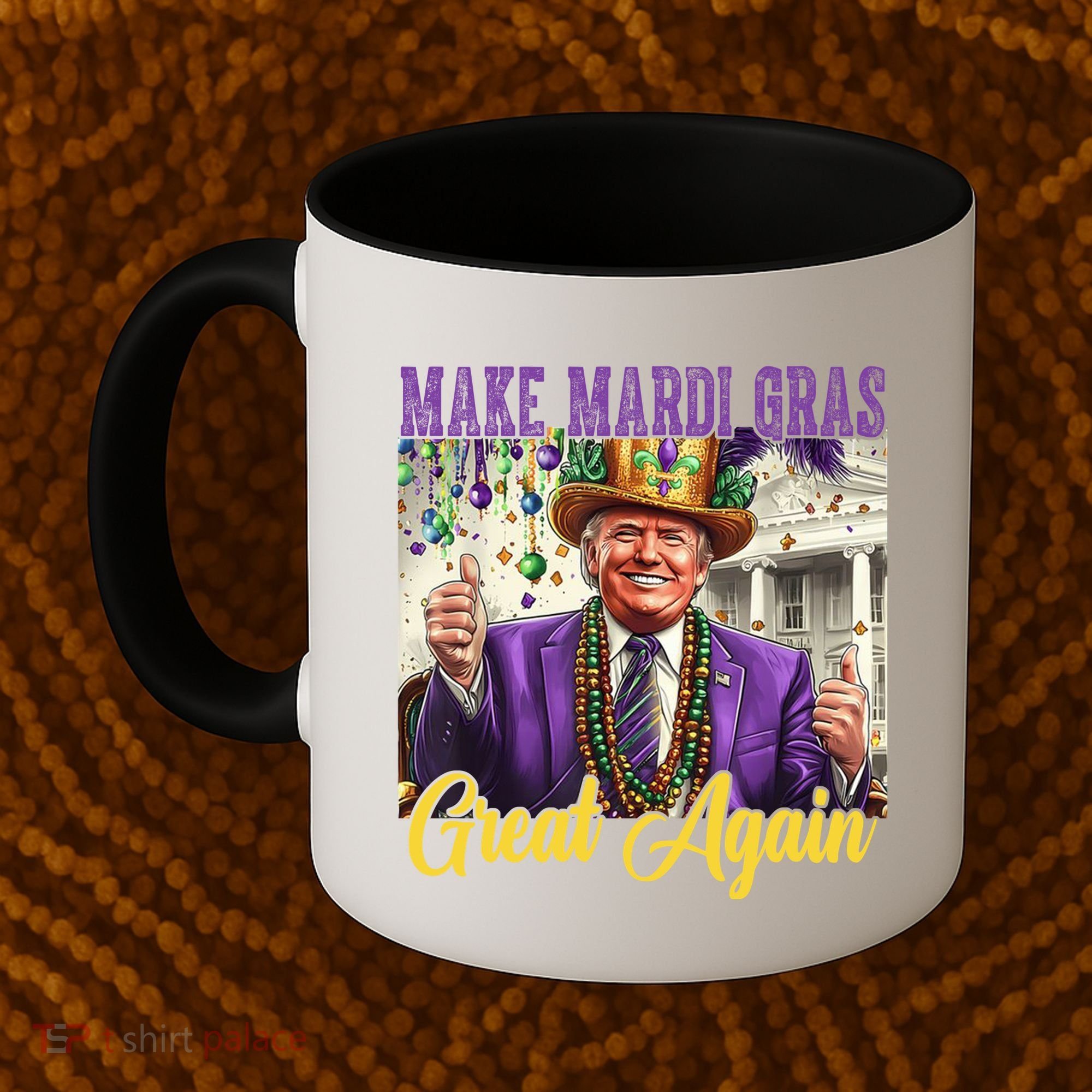 Funny Mardi Gras Donald Trump American Flag Coffee Mug