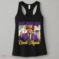 Funny Mardi Gras Donald Trump American Flag Women's Tank Top thumb 3