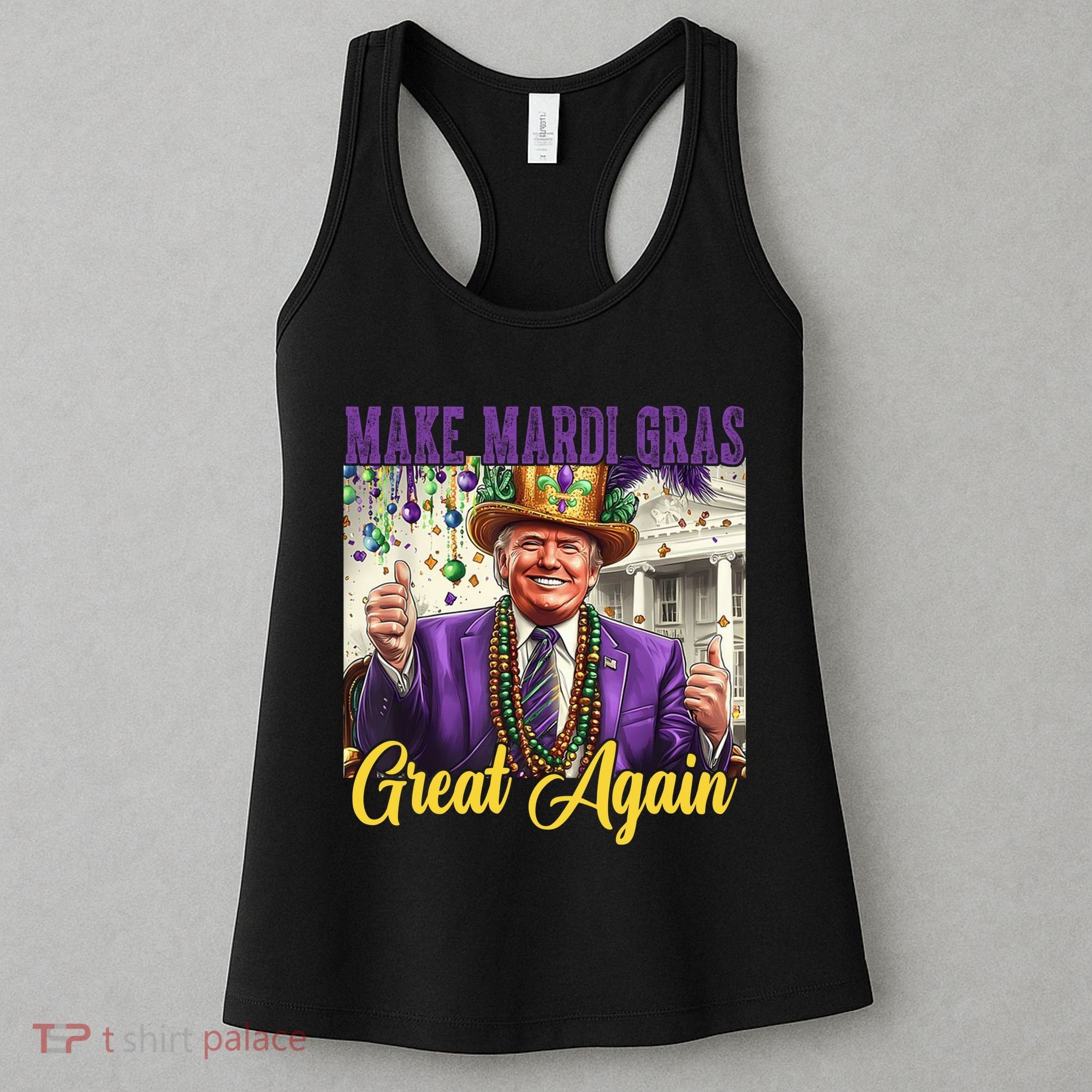 Funny Mardi Gras Donald Trump American Flag Women's Tank Top