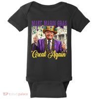Funny Mardi Gras Donald Trump American Flag Baby Bodysuit thumb 0