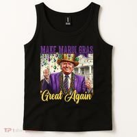 Funny Mardi Gras Donald Trump American Flag Tank Top thumb 2