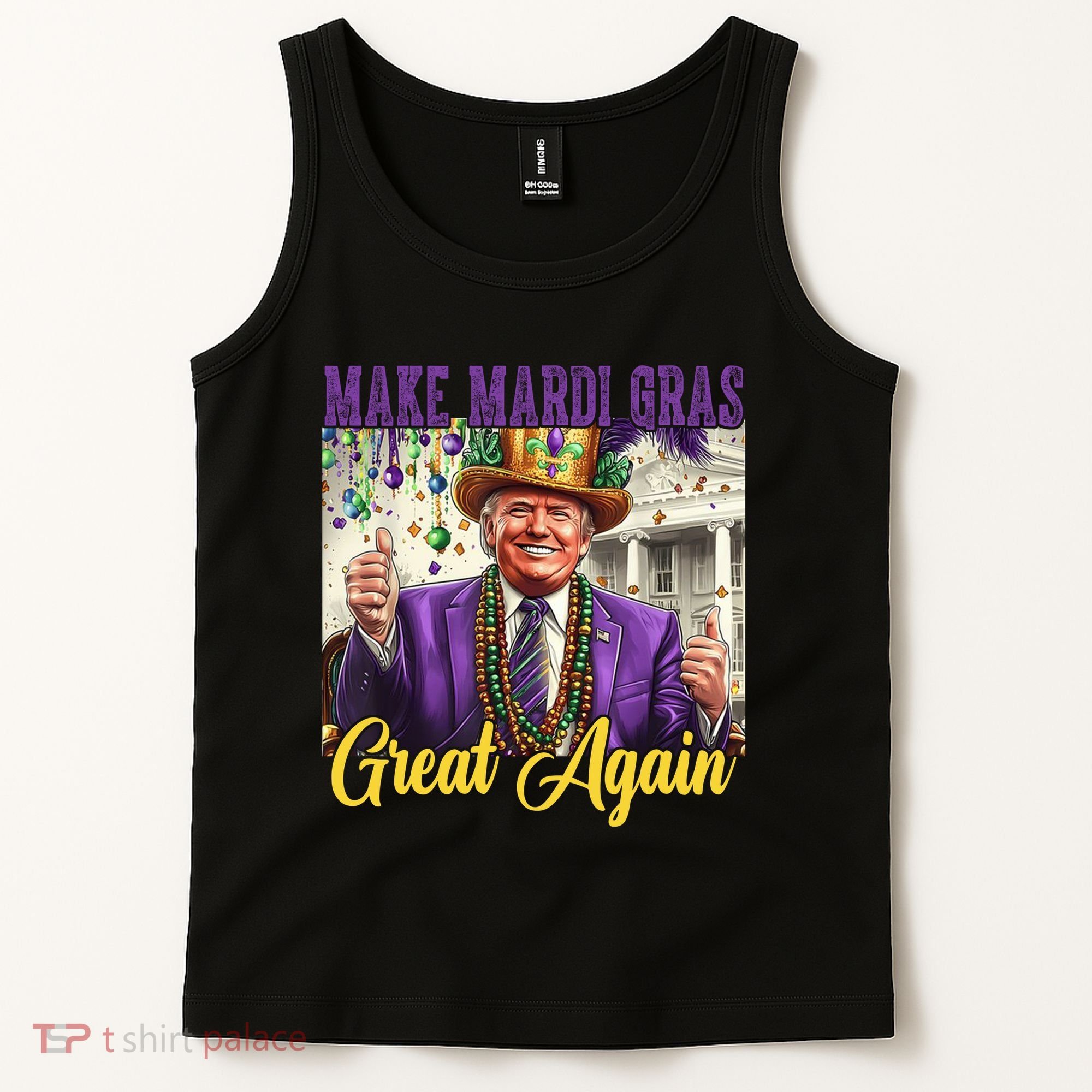 Funny Mardi Gras Donald Trump American Flag Tank Top