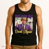 Funny Mardi Gras Donald Trump American Flag Tank Top thumb 3