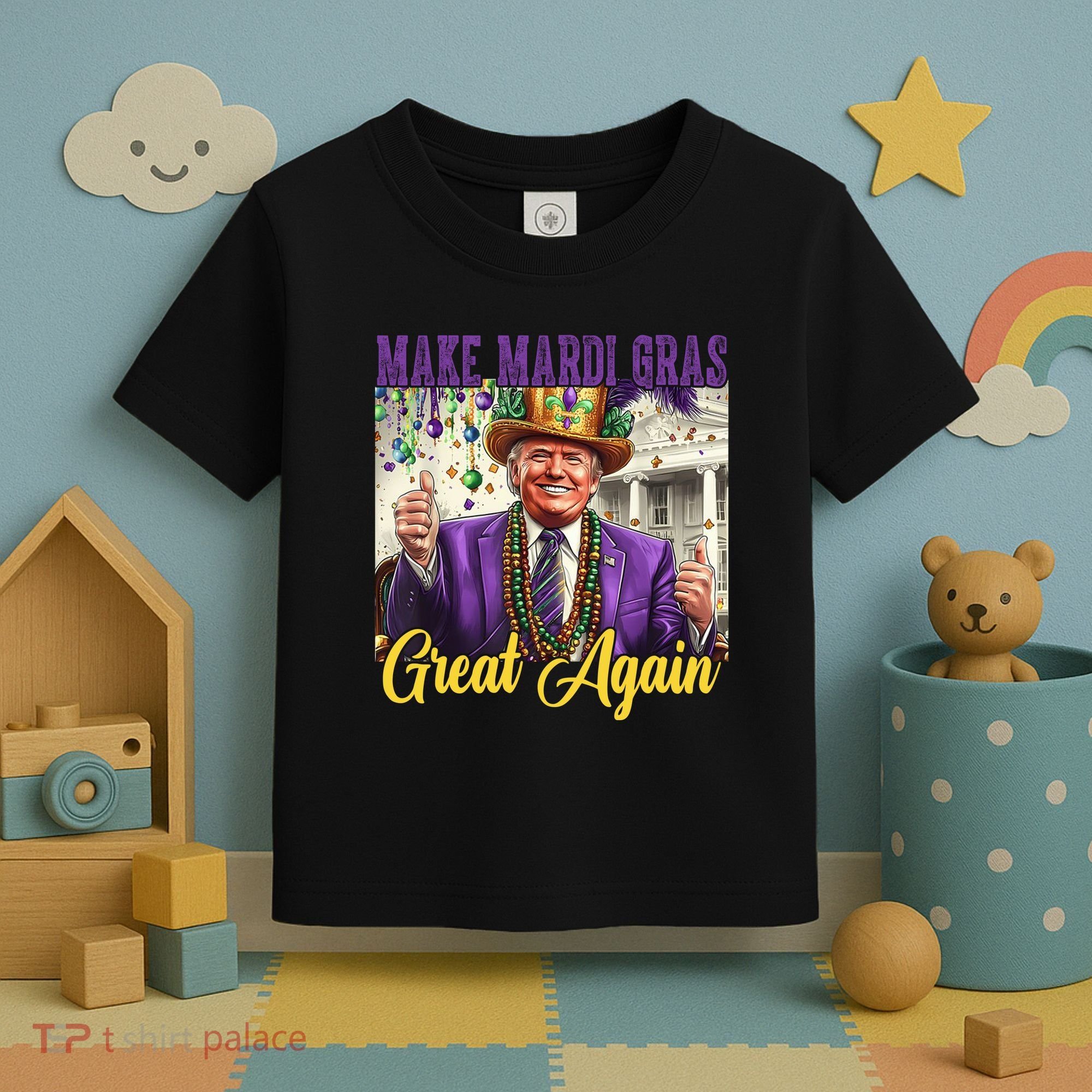 Funny Mardi Gras Donald Trump American Flag Toddler T-Shirt