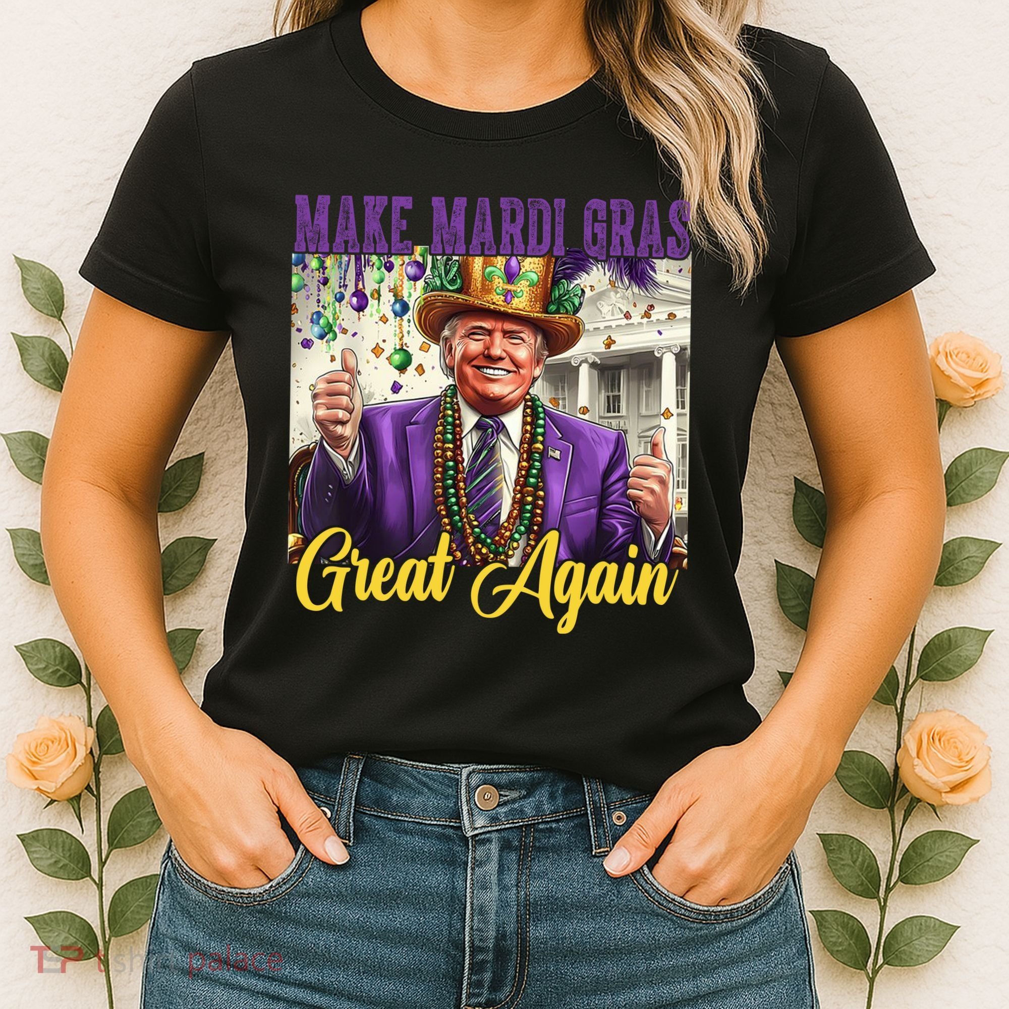 Funny Mardi Gras Donald Trump American Flag Women's T-Shirt