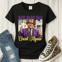 Funny Mardi Gras Donald Trump American Flag Women's T-Shirt thumb 3