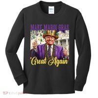 Funny Mardi Gras Donald Trump American Flag Kids Long Sleeve Shirt thumb 0
