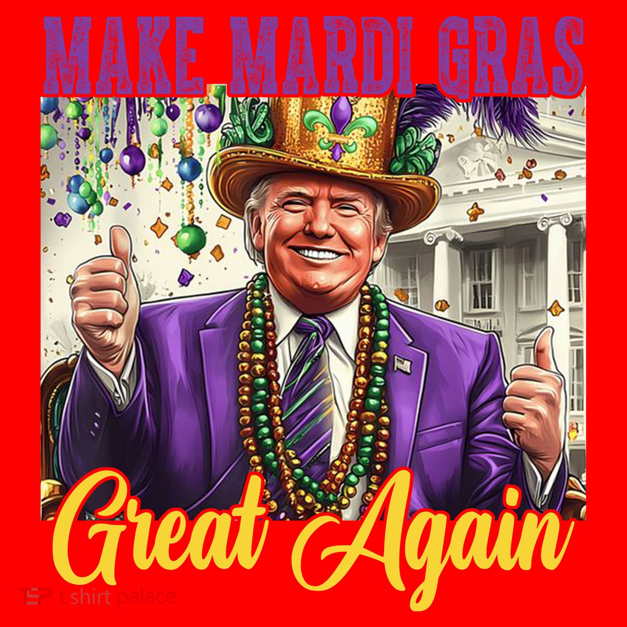 Funny Mardi Gras Donald Trump American Flag Santa Hat