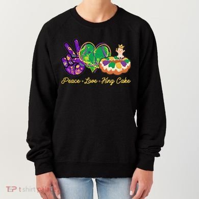 Funny Mardi Gras Peace Love King Cake Women's Sweatshirt
