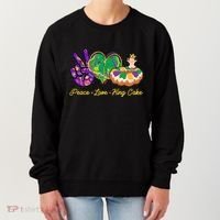 Funny Mardi Gras Peace Love King Cake Women's Sweatshirt thumb 0