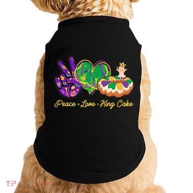 Funny Mardi Gras Peace Love King Cake Doggie Tank