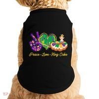 Funny Mardi Gras Peace Love King Cake Doggie Tank thumb 0
