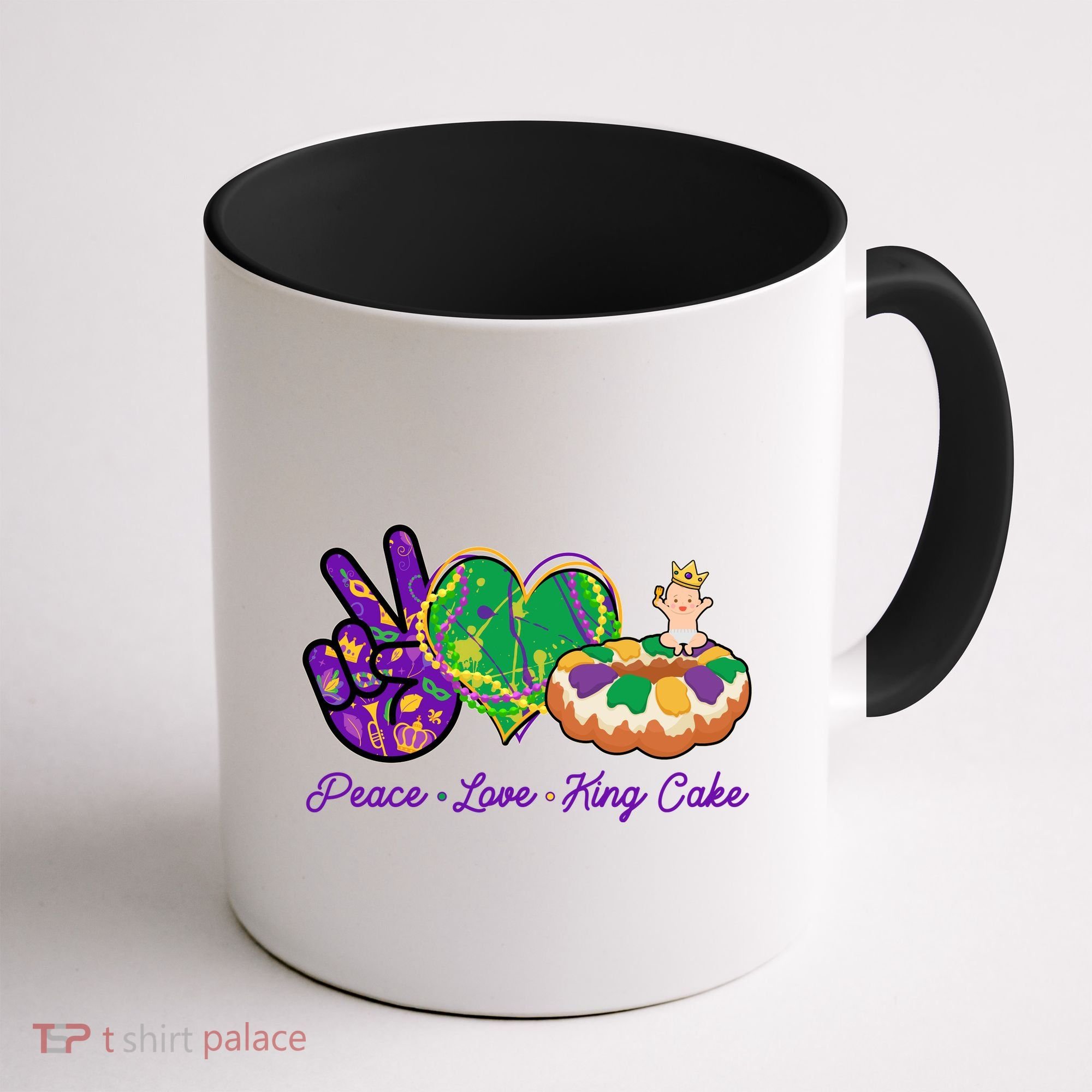 Funny Mardi Gras Peace Love King Cake Coffee Mug