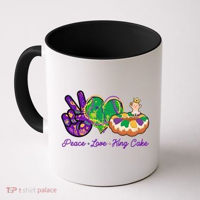 Funny Mardi Gras Peace Love King Cake Coffee Mug