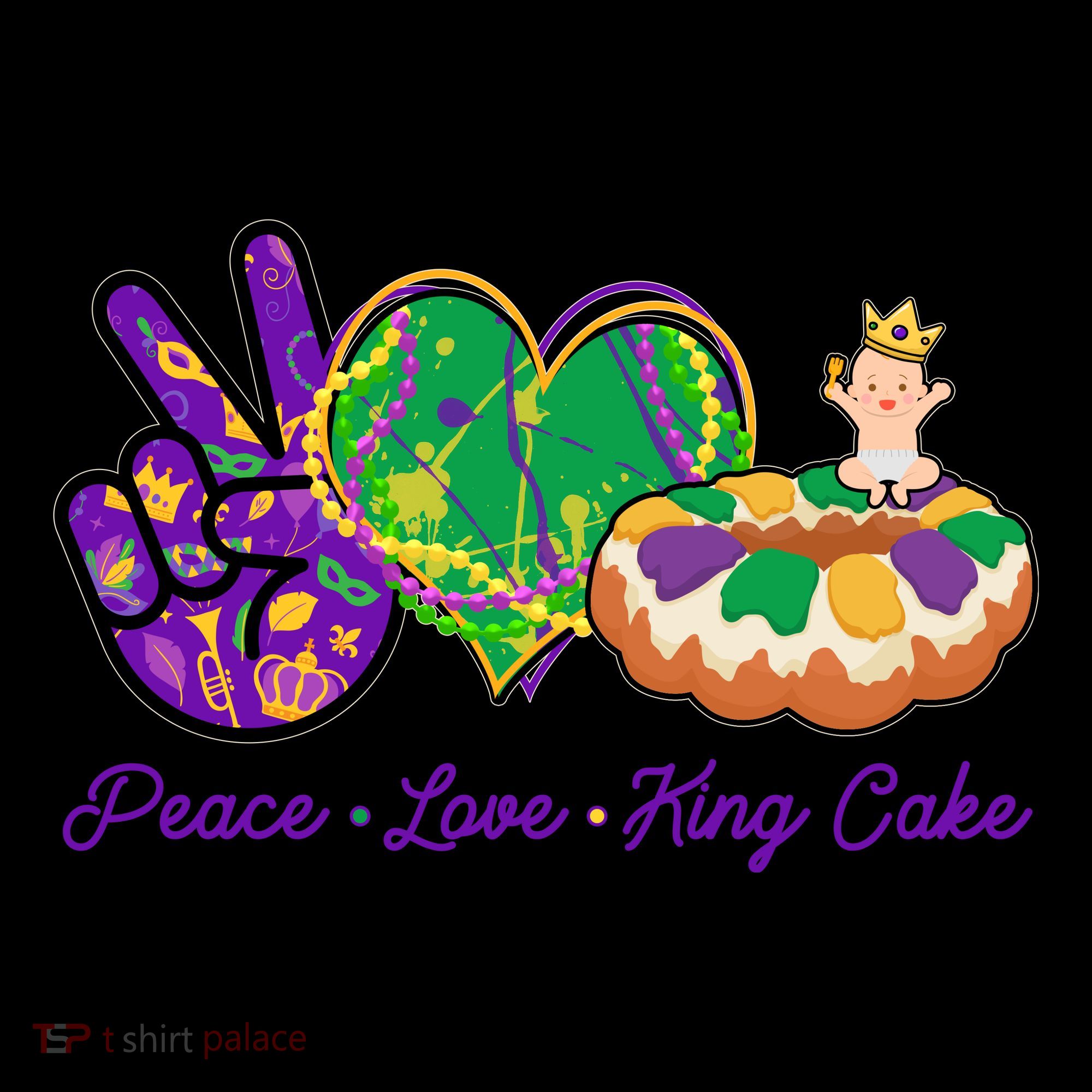 Funny Mardi Gras Peace Love King Cake Coffee Mug