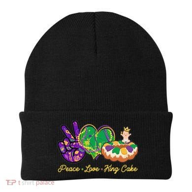 Funny Mardi Gras Peace Love King Cake Beanie