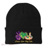 Funny Mardi Gras Peace Love King Cake Beanie thumb 0