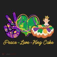 Funny Mardi Gras Peace Love King Cake Beanie thumb 2