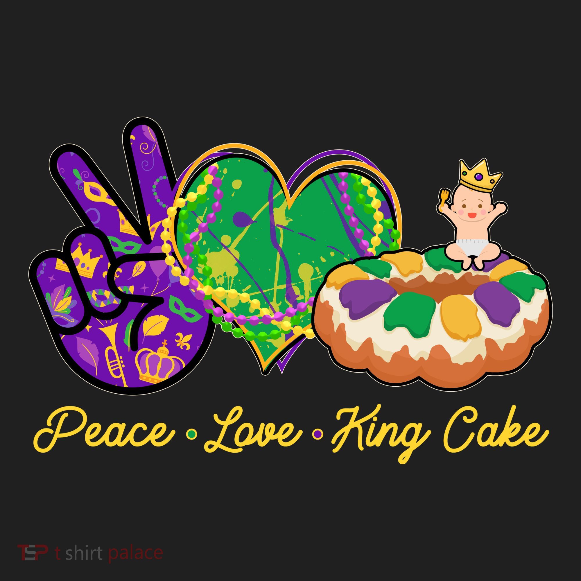 Funny Mardi Gras Peace Love King Cake Beanie