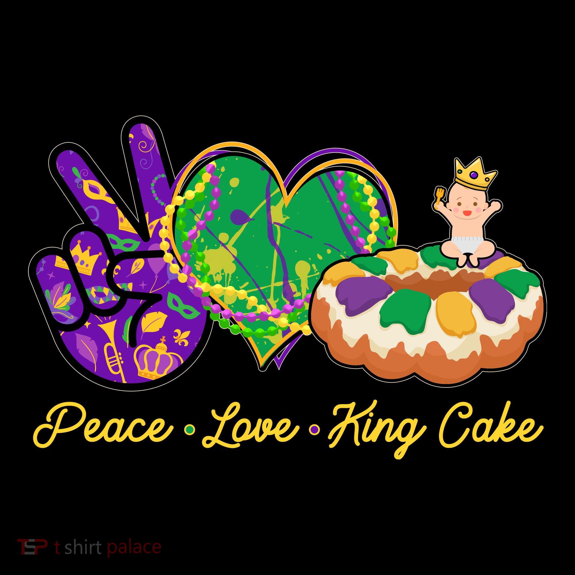 Funny Mardi Gras Peace Love King Cake Women's Hoodie