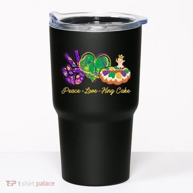Funny Mardi Gras Peace Love King Cake Tumbler