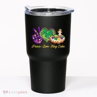 Funny Mardi Gras Peace Love King Cake Tumbler thumb 0