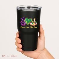 Funny Mardi Gras Peace Love King Cake Tumbler thumb 2