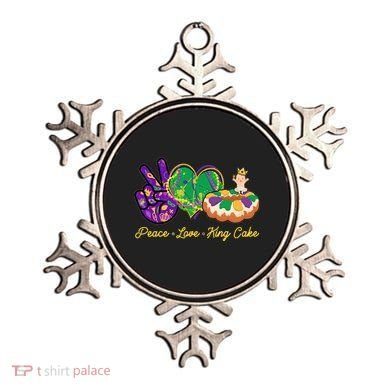 Funny Mardi Gras Peace Love King Cake Ornament