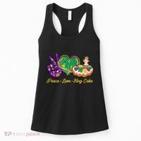 Funny Mardi Gras Peace Love King Cake Women's Tank Top thumb 0
