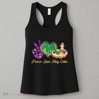 Funny Mardi Gras Peace Love King Cake Women's Tank Top thumb 3