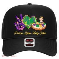 Funny Mardi Gras Peace Love King Cake Hat thumb 0