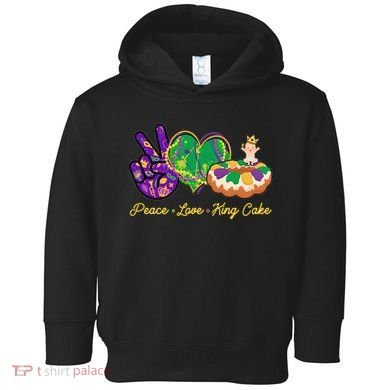 Funny Mardi Gras Peace Love King Cake Toddler Hoodie