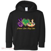 Funny Mardi Gras Peace Love King Cake Toddler Hoodie thumb 0