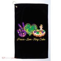 Funny Mardi Gras Peace Love King Cake Golf Towel thumb 0