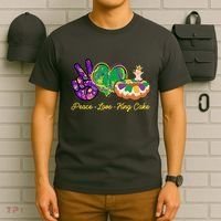 Funny Mardi Gras Peace Love King Cake T-Shirt thumb 6