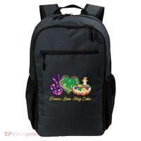 Funny Mardi Gras Peace Love King Cake Backpack thumb 0