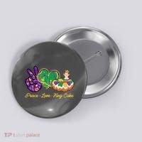 Funny Mardi Gras Peace Love King Cake Button thumb 0