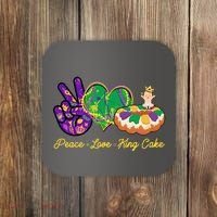 Funny Mardi Gras Peace Love King Cake Coaster thumb 0