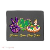 Funny Mardi Gras Peace Love King Cake Mousepad thumb 0
