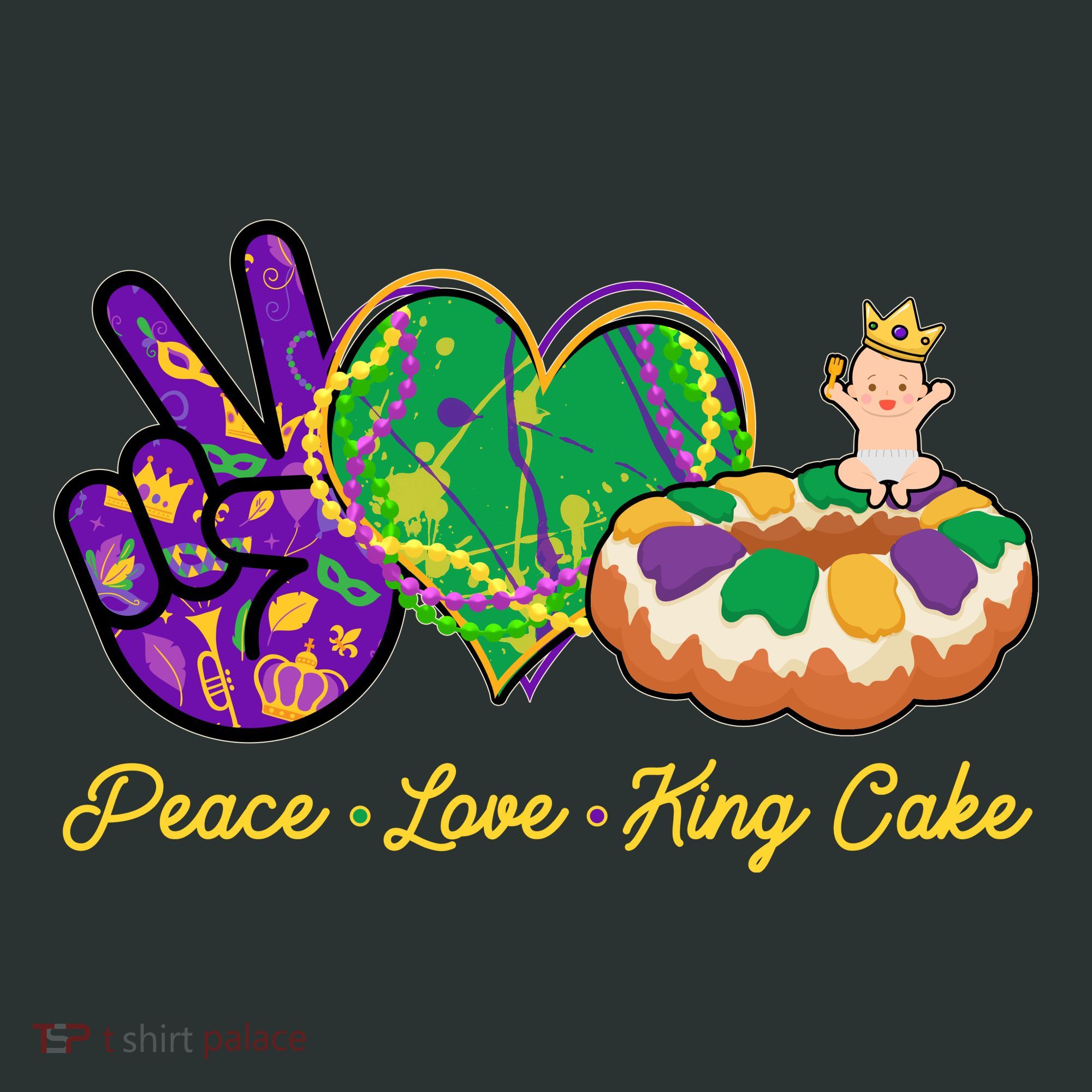 Funny Mardi Gras Peace Love King Cake Mousepad