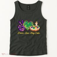 Funny Mardi Gras Peace Love King Cake Tank Top thumb 2