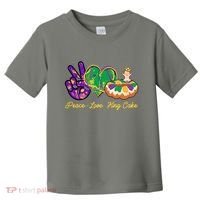 Funny Mardi Gras Peace Love King Cake Toddler T-Shirt thumb 0