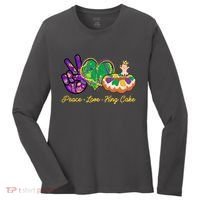 Funny Mardi Gras Peace Love King Cake Women's Long Sleeve Shirt thumb 0