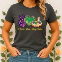 Funny Mardi Gras Peace Love King Cake Women's T-Shirt thumb 2