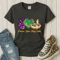Funny Mardi Gras Peace Love King Cake Women's T-Shirt thumb 3