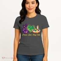 Funny Mardi Gras Peace Love King Cake Women's T-Shirt thumb 4