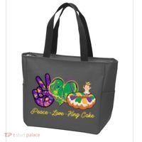 Funny Mardi Gras Peace Love King Cake Tote Bag thumb 3
