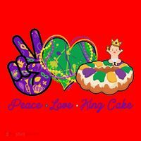 Funny Mardi Gras Peace Love King Cake Santa Hat thumb 1