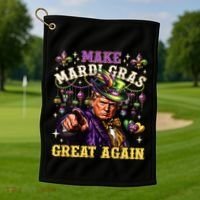 Funny Mardi Gras Donald Trump Mardi Gras American Flag Golf Towel thumb 1